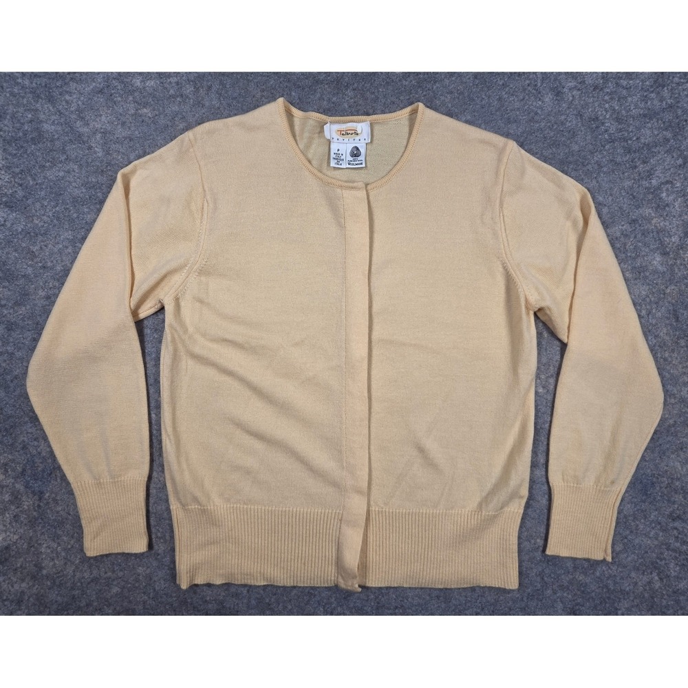 Vintage Talbots Petites Yellow Merino Wool Cardigan Sweater Italy Made Size P